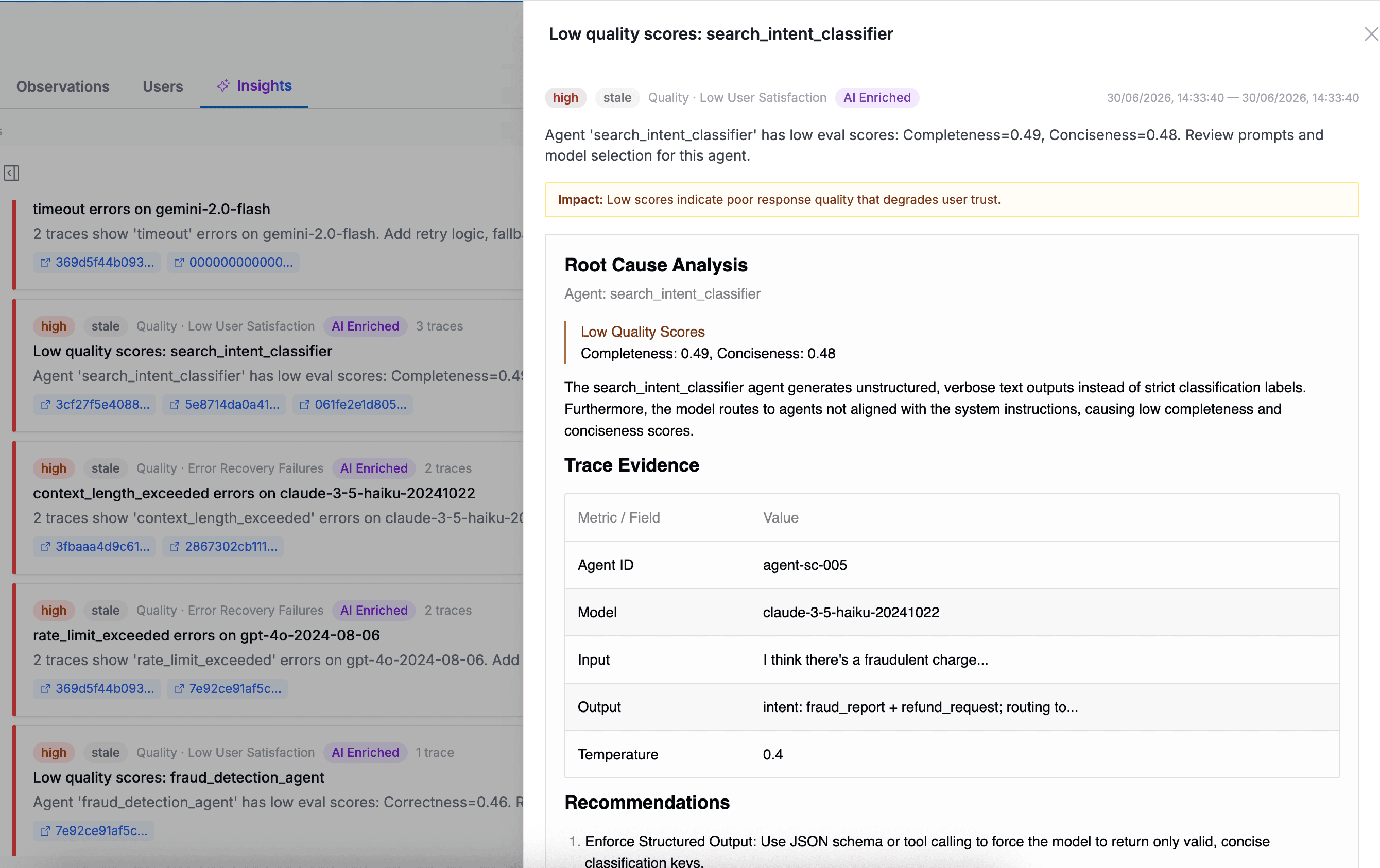 AI-powered Insights for your Agentic stack