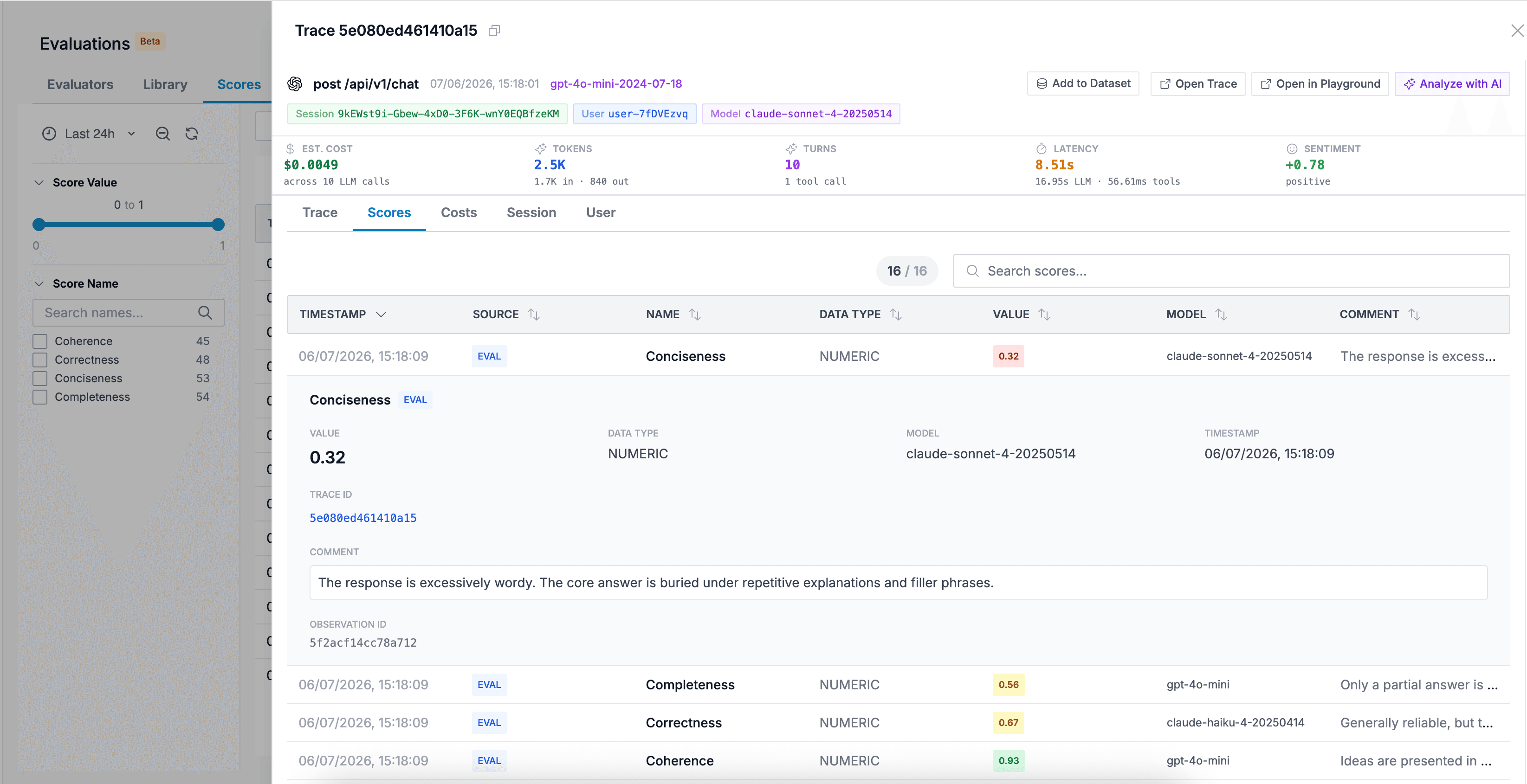 Evaluator scores over time in Oodle